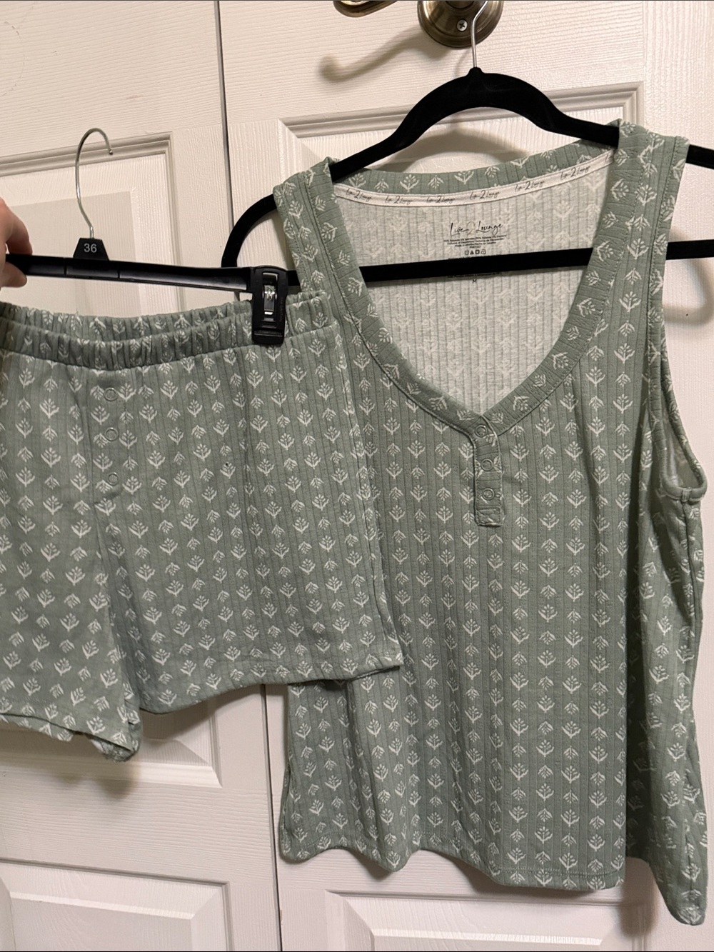 Light Sage Printed Tank & Short Sleep Set